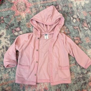 Old Navy - Lightweight Pink Striped Hooded Sweater, 3-6mo